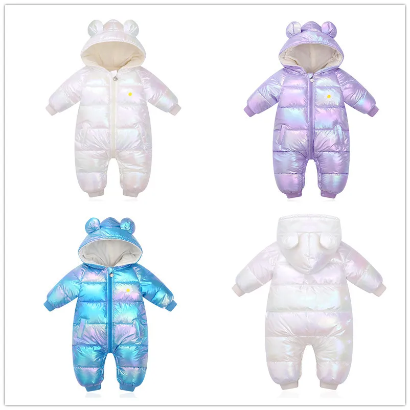 

2020 New Baby Rompers Autumn and Winter Newborn Baby Boy Clothes Cotton-padded Toddlers Jumpsuit Glossy Infants Girls Clothes