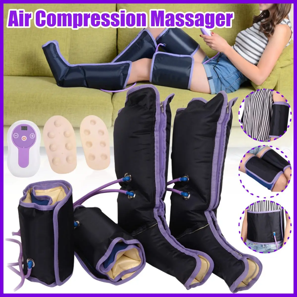 Электрический воздушный компрессионный массажер для ног обертывания ног для стоп, лодыжек до середины икры половый массажер способствует хорошему кровообращению снимают усталость