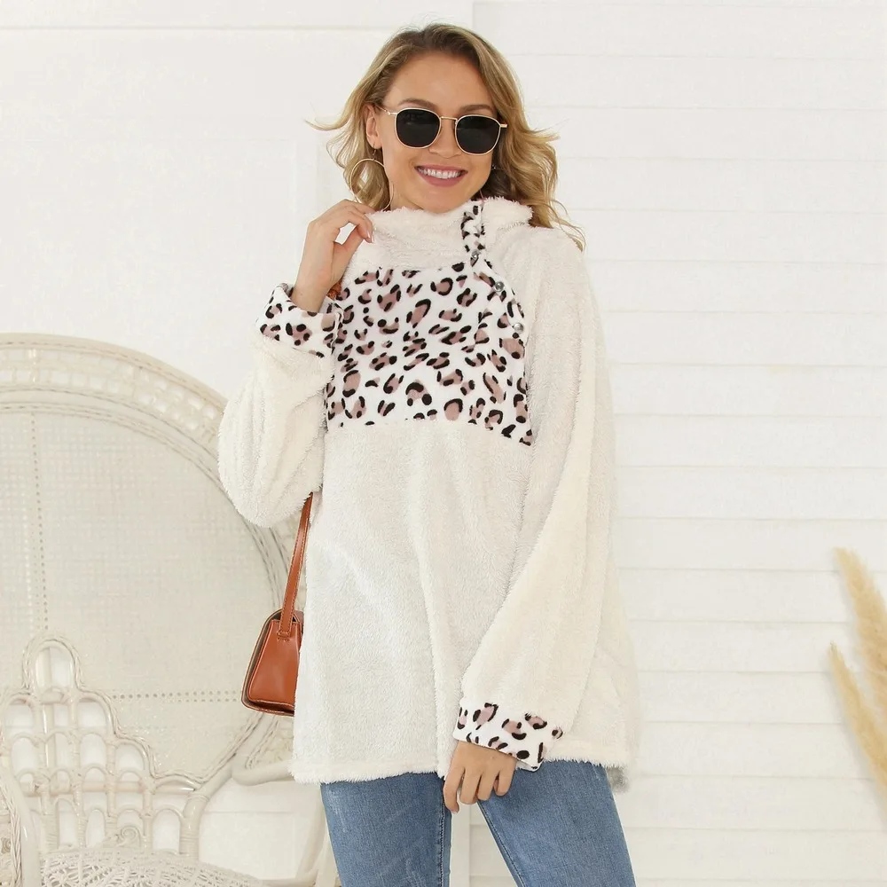 leopard white Женская толстовка с капюшоном и капюшоном размера d, осенне-зимнее пальто размера плюс, пуловеры, Harajuku, рубашка, уличная одежда, Sudadera Mujer - Цвет: leopard white