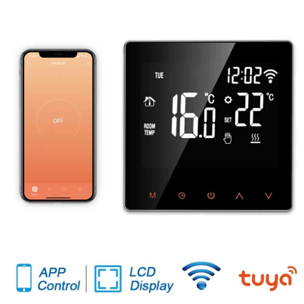 Tuya WiFi smart thermostat, suitable for Google Home Alexa electric floor heating water/gas boiler temperature remote control,