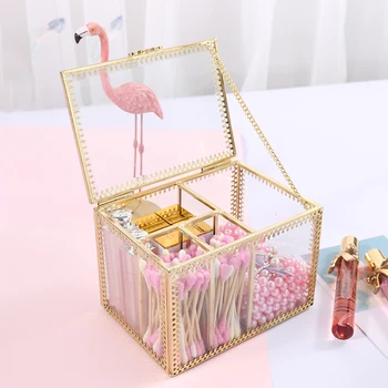 

Metal Lipstick Case Cotton Swabs Storage Box Cotton Pad Storage Case With Dust Cover Dresser Table Cosmetic Organizer Case