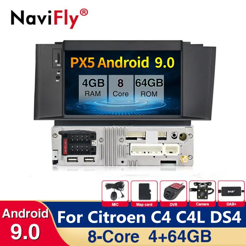 4+ 64G Android 9,0 автомобильный dvd мультимедийный плеер для Citroen C4 C4L DS4 2011- wifi gps навигация Радио FM AM RDS