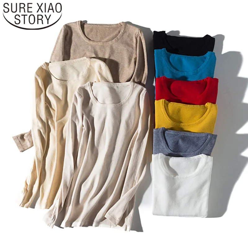 

2019 Autumn/winter Fashion Women Sweaters Long Sleeve O-neck Knitted Sweater Casual Solid Pullovers Sweater Women 5793 50