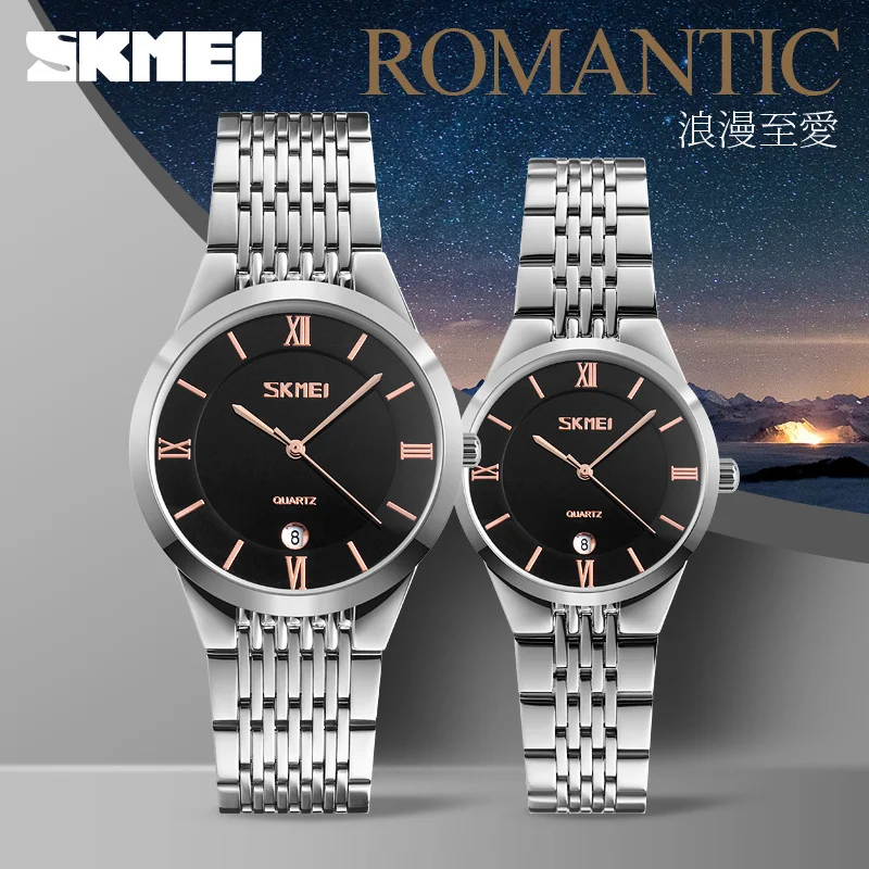 SKMEI Quarz Paar Uhren Einfache 304 Edelstahl Strap Liebhaber Serie Armbanduhr Mit Datum Männer Frauen Uhren Geschenk horloges|Partneruhren| - AliExpress