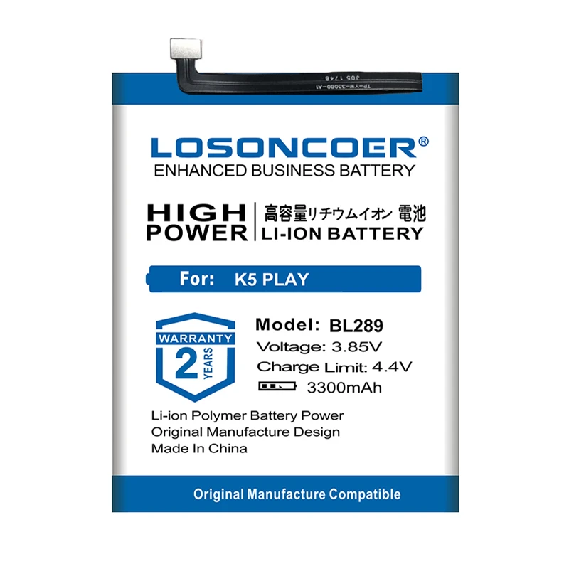 LOSONCOER 3300mAh 0 Cycle BL289 аккумулятор для lenovo K5 Play аккумулятор высокой емкости для телефона