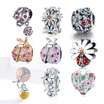 

2020 New Arrival Authentic 925 Sterling Silver Ladybug Charm Beads Fit Original Design Bracelet Beads DIY Jewelry Making