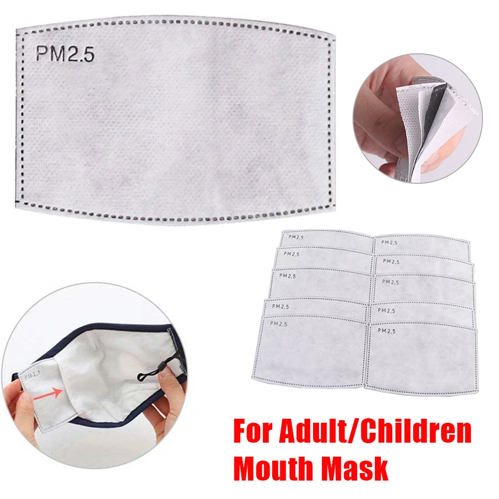 

10Pcs/Lot 5 Layers PM2.5 Activated Carbon Filter Insert Protective Filter Insert for mouth Mask anti dust mask