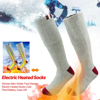

Women Men Absorb Sweat Cold Proof Battery Case Winter Electric Heated Socks Foot Warmer Breathable Exercise Camping Washable