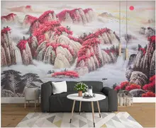 

3d wallpaper for walls in rolls Chinese style red mountain lake scenery home decor custom mural 3d photo wallpaper on the wall