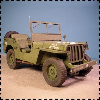 1:25 WW2 United States Willys MB Jeep Car Army Truck Handcraft Paper Model Kit Handmade Toy Puzzles 1