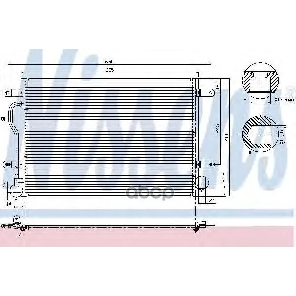 Конденсер Audi A4 1.6-3.0/1.9-2.5td 01-09 Nissens 94665 Nissens арт. 94665
