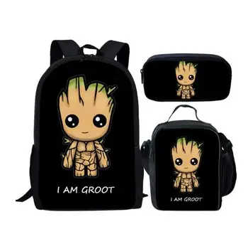 

New Children School Bags Teenagers Girls Cartoon Groot School Backpacks 3pcs/Set Mochilas Kids Travel Backpack Cute Bag