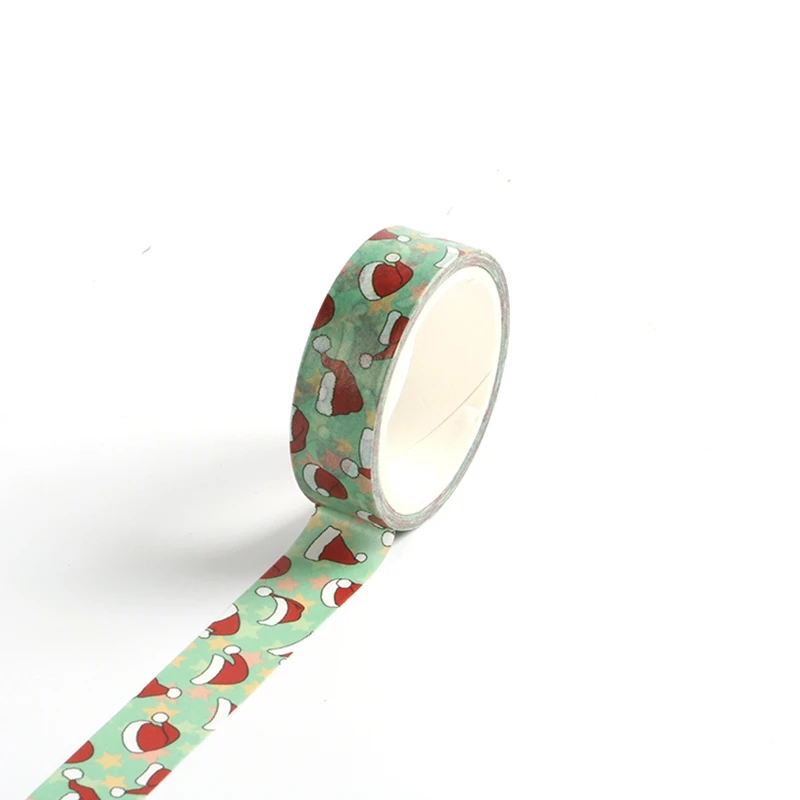 NEW 1PC Cute Christmas Santa hat Print Japanese Washi Tape for Planner Scrapbooking Decorative Masking Tapes Stationery