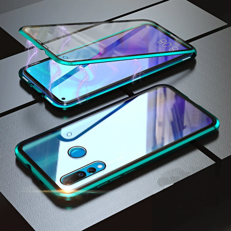 Full Magnetic Cover Case For Huawei P Smart Z Case 360 double side Glass Cover for y9 Magnet Metal For Y9 Prime case