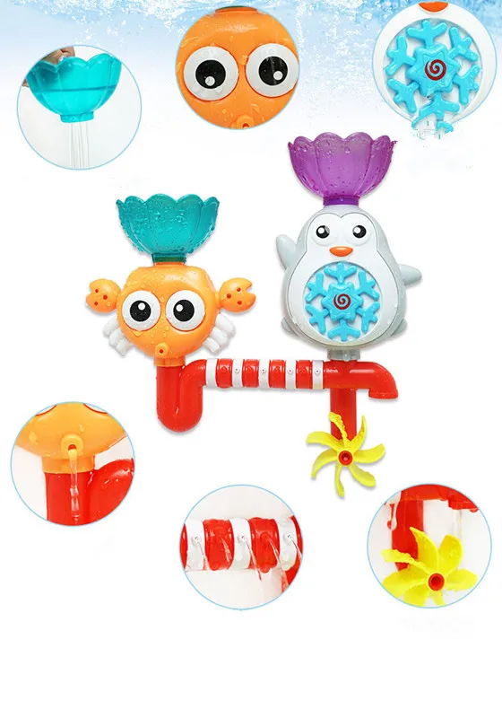 Детские Игрушки для ванны, мультфильм Пингвин, классический душ, животные, посыпать игрушки для ванной, для купания, для душа, Развивающие детские игрушки