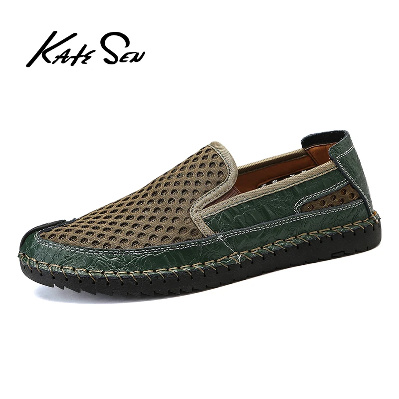 

KATESEN fashion men sandals summer breathable mesh sandals outdoor non-slip holiday beach shoes retro Roman shoes men's shoes