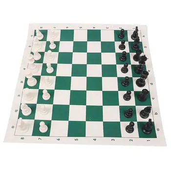 

Gift Adults International Chess Set Traditional Kid Toy Plastic Pieces Games Foldable Chessboard Shoulder Straps Family Party