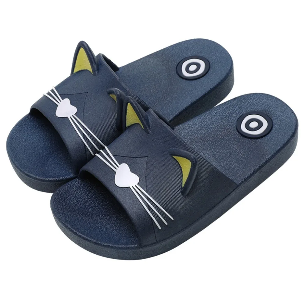 2019 cartoon cat slippers home shoes beach shoes parent-child shoes kids sneakers girls and boys shoes+male 40J24 (19)