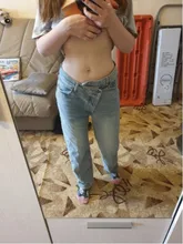 Irregular-Jeans Denim Pants Vintage Streetwear Syiwidii High-Waist Women Fashion-Spring