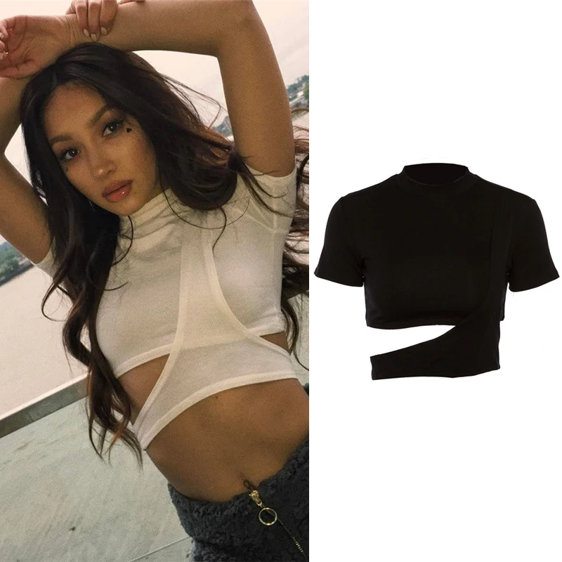 

Female Jazz Dance Tops Nightclub Female Singer Stage Wear Gogo Dancer Hip Hop/Street/Pole Dance Black/White Short Shirt DQL2044