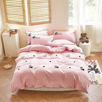 

Towel embroidery cute bedding set luxury solid bed linen for home duvet cover pillowcase bed sheets sets single king size