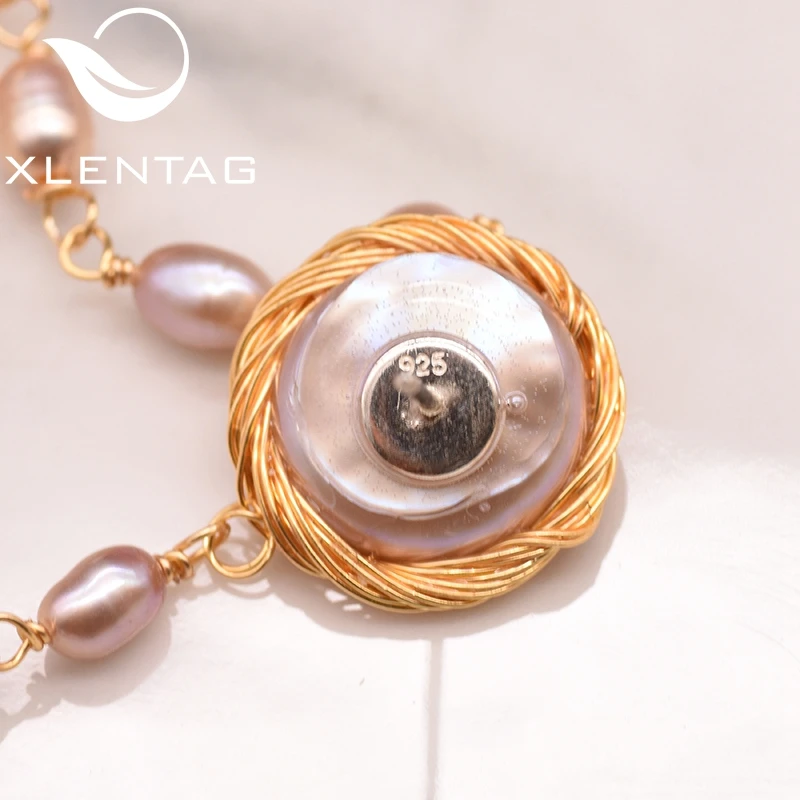 Женские серьги кисточки XlentAg из серебра 925 пробы с натуральным пресноводным