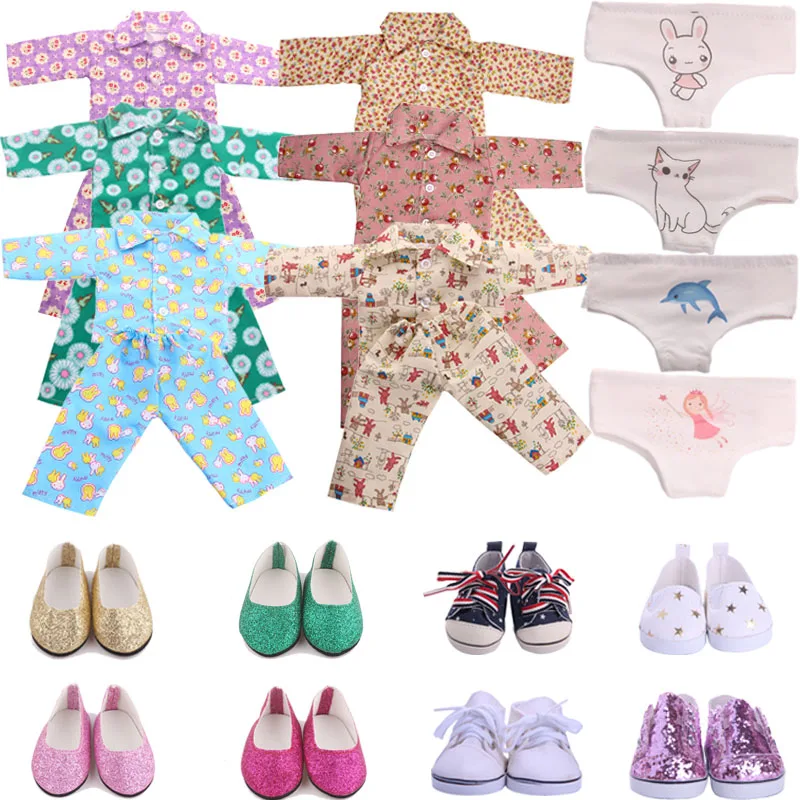 

Цветочный пижамный комплект, подходит для 18-дюймовых американских кукол и 43 см Куклы новорожденных, нашего поколения, лучшие подарки для детей