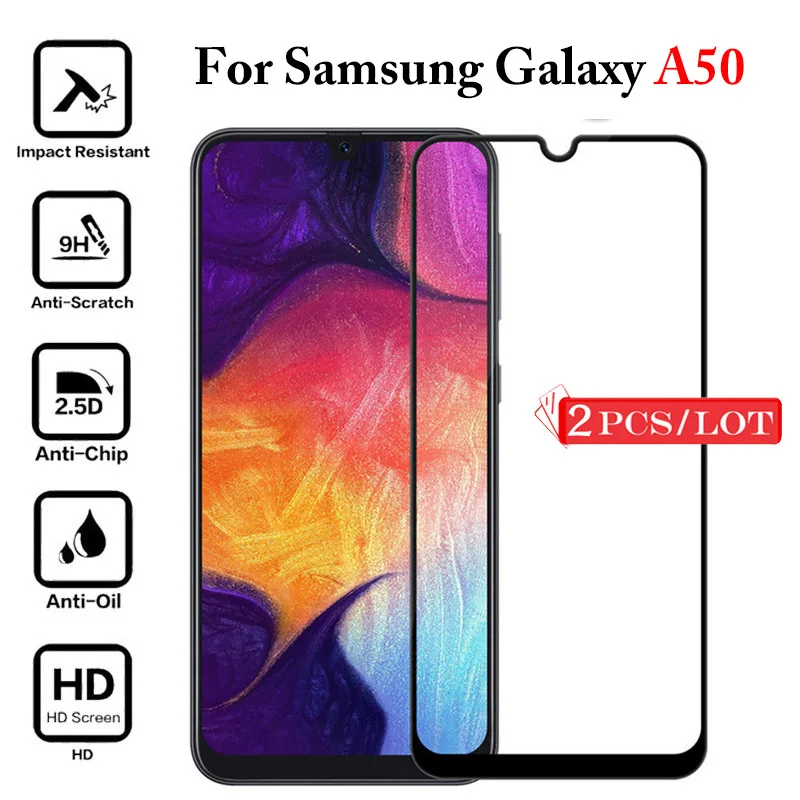 2 шт. закаленное стекло для Samsung Galaxy A50/A50/A505/A505F|Защитные стёкла и плёнки| |