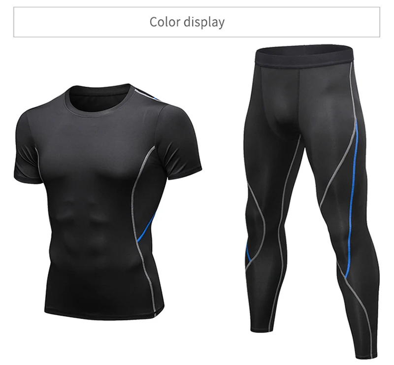 Новые мужские плотно облегающие спортивный костюм спортивные костюмы высокой эластичности, для бега спортивные брюки спортивная одежда для тренажерного зала фитнеса тренировок одежда