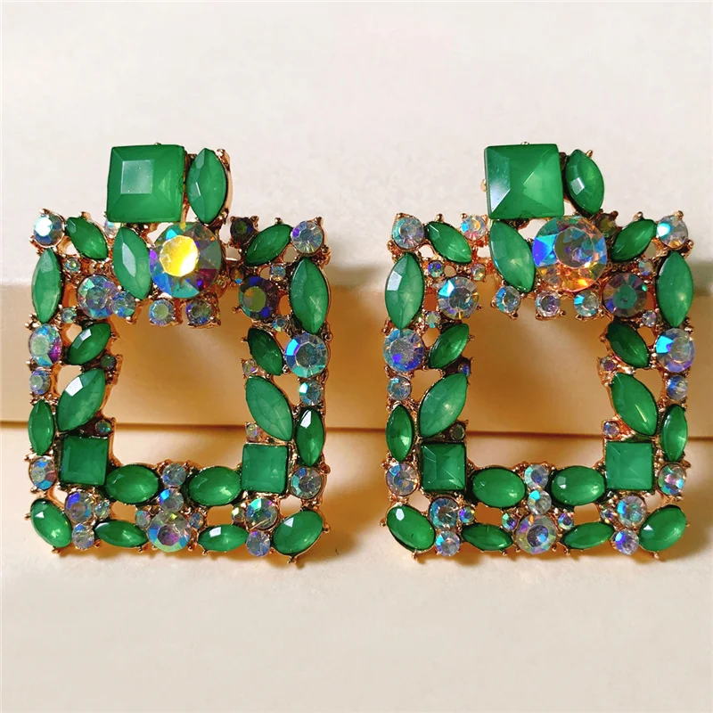 JUJIA Fashion Shiny Full Rhinestone Charm Dangle Earrings For Women Jewelry Maxi Lady's Party Collection Accessories