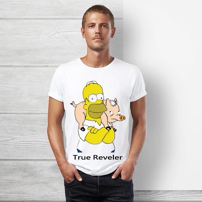 Homer simpson Футболка мужская короткий рукав хип хоп мультфильм Топы футболка Летняя забавная Милая Симпсон Женская футболка - Цвет: S03