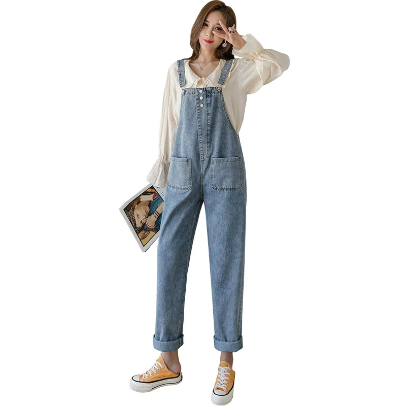 Women cotton jeans overall designs loose fashion denim overalls restore