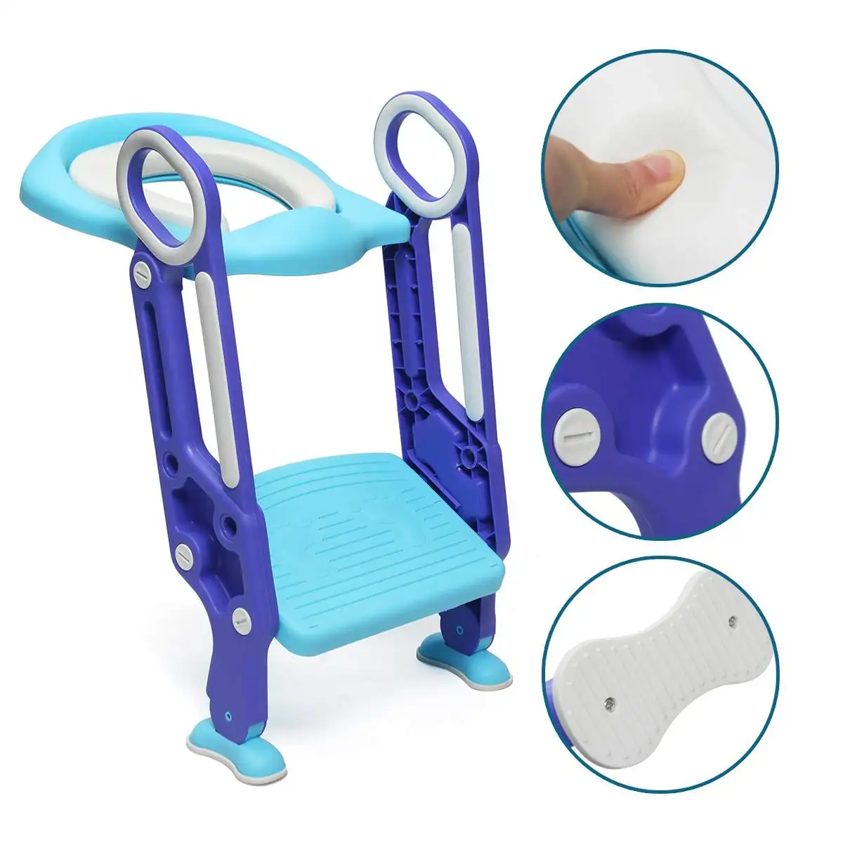 Cadeira de Treinamento com Passo Escada para Bebê Dobrável Infantil Potty Seat Mictório Encosto Banqueta Crianças Meninos Meninas Seguro Vaso Sanitário Potties Mod. 201131 4 High Quality Mamãe e Bebê