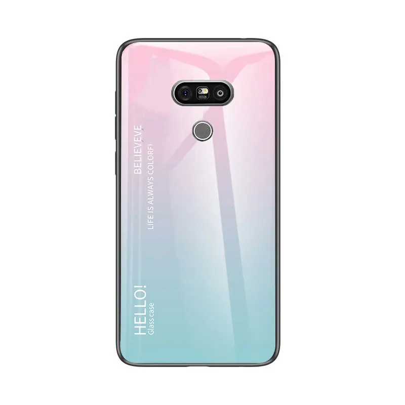10 Чехол для телефона LG G8 G7 G6 G5 закаленное стекло противоударный чехол для LG G5 G6 G7 G8 градиентный цвет глянцевое стекло защитный чехол - Цвет: 10