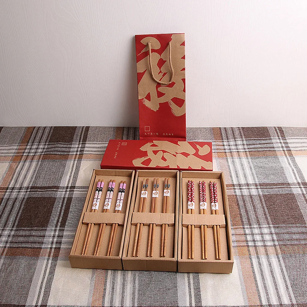 3 шт. бамбуковые палочки для еды, Подарочная коробка, наборы, японский стиль, многоразовые палочки для еды, натуральные деревянные палочки для еды, ресторанные барные принадлежности@ 30