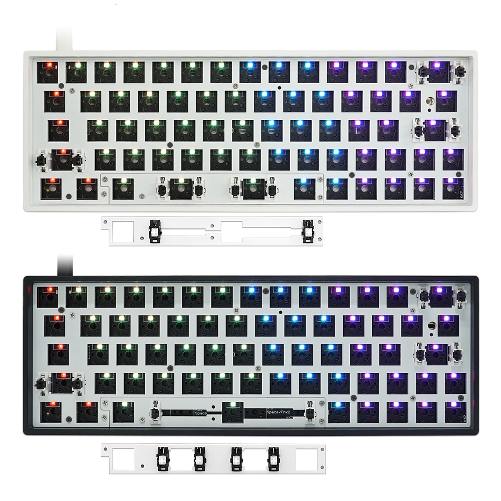 Gk64 gk64x печатная плата механическая клавиатура rgb smd переключатель светодиоды usb