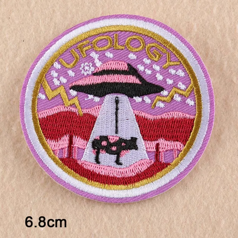 Hello Letters панк железная заплатка для одежды женская вышитая нашивка наклейки для одежды - Цвет: UFO niu