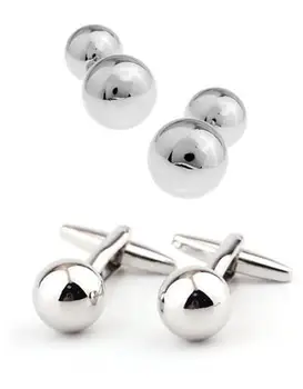 

20pairs/lot Silver Sphere Cufflinks Smooth Round Ball Cuff Links Double Ends Balls Cufflink Men' Fashion Jewelry Accessory Gift