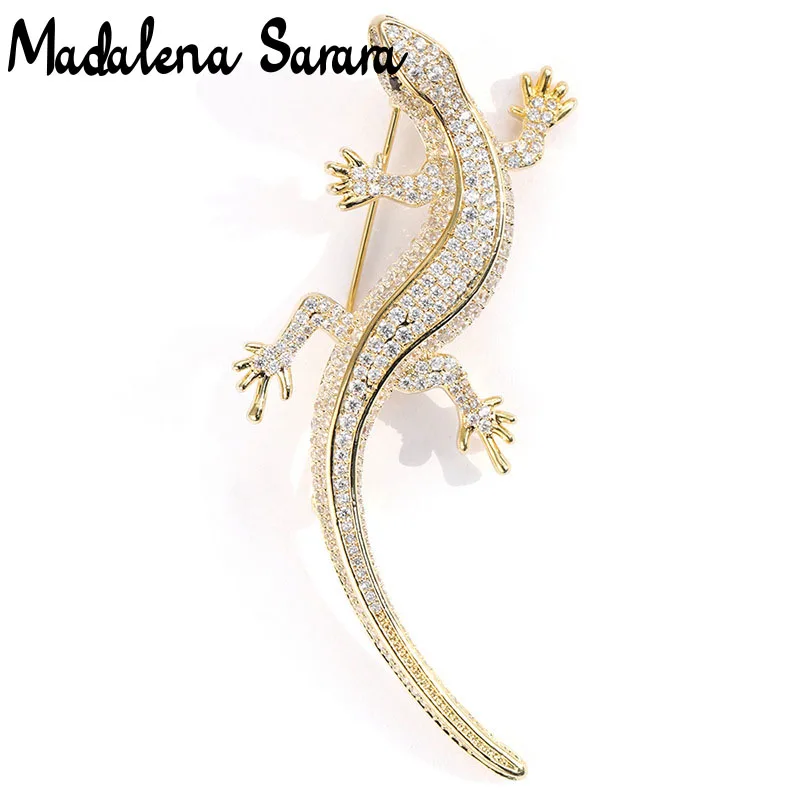 MADALENA SARARA AAAA циркониевая брошь ящерица стильная изящная булавка для женщин