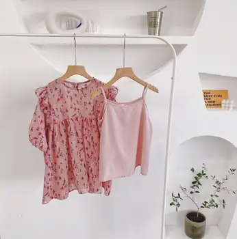 

2020 Korean Style Girls Floral Dress With Vest Fashion Spring Girls Dresses 2-7 Years PO654