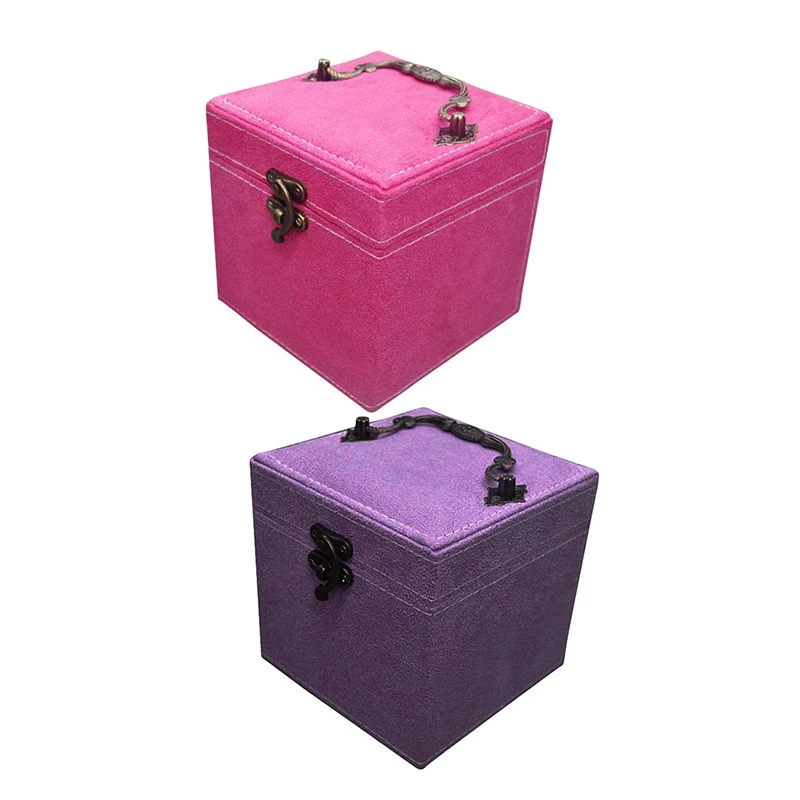 

2Pcs Three Layers Velvet Jewelry Box Ring Necklace Storage Case Flannel Makeup Organizer Women Valentine's Day Gift Box Rose Red