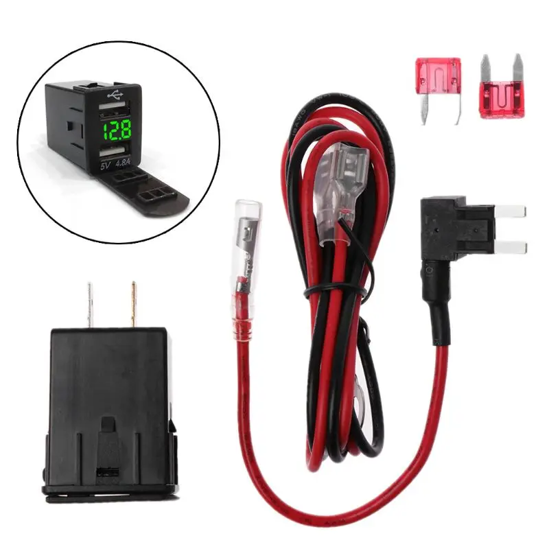 Зеленый 12V для автомобиля с двумя портами USB-Зарядное устройство светодиодный вольтметр 4.8A Мощность адаптер для Nissan смарт-чехол для телефона - Название цвета: Зеленый