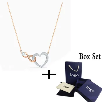 

2020 SWA Fashion Jewelry New Rose Gold INFINITY HEART Necklace Elegant and Charming Female Luxury Jewelry Gift 5518865