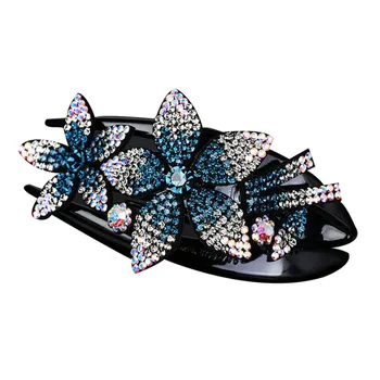 

Rhinestone Double Flower Hair Clip Flexible Durable Dovetail Hair Clip Women Harpin Styling tools fashion hairpin ornament Good