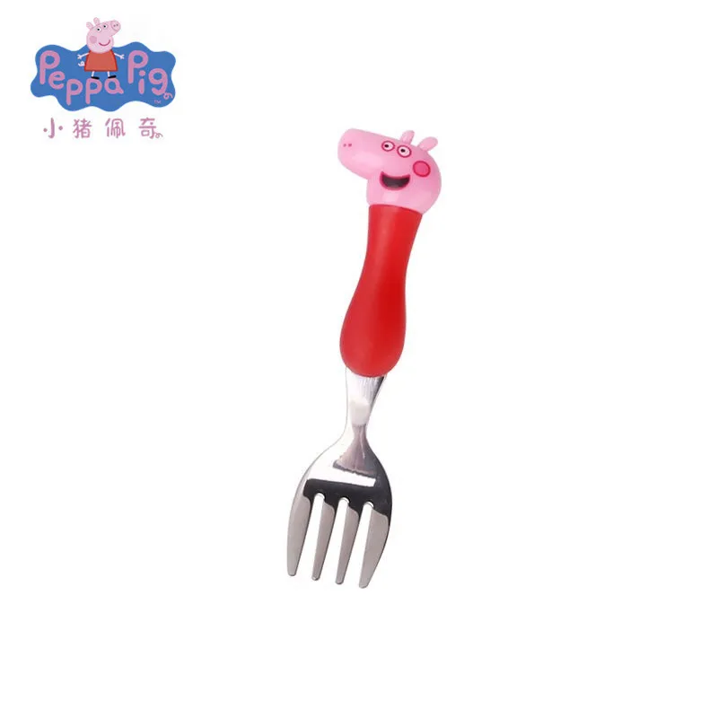 Pepa Аутентичный Peppa Pig, повседневная столовая ложка, вилка, детская посуда, милая мультяшная модель, набор ложек, детские рождественские подарки - Цвет: Pepa