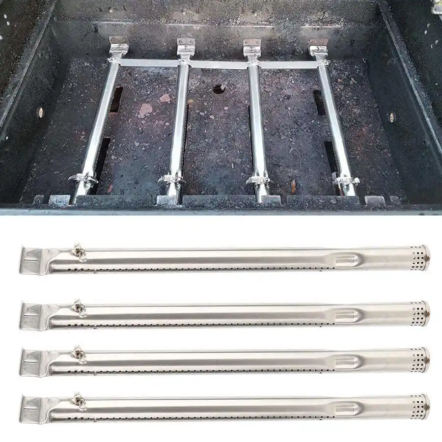 4Pcs Stainless Steel Grill Burners Tube BBQ Grill Parts Replacement Accessories Fit for Charbroil Cookware Accessories