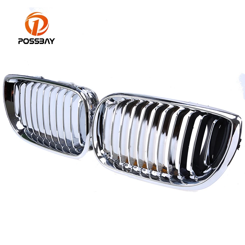 Гоночные грили POSSBAY Chrome для BMW 3-Series E46 320i/325i/325xi Touring 2002-2006 Facelift передние и
