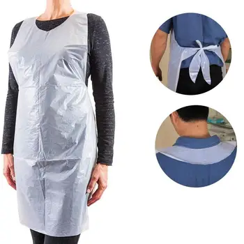 

100pcs/box White Disposable PE Apron Kitchen Transparent Cooking Easy Use Aprons For Women Men Chef Cleaning Pinafore Tools Hot