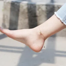 Круглый браслет на ногу из бисера 925 пробы ноги украшения женские простые элегантные универсальный размер мяч Южная Корея серебряные аксессуары 4042