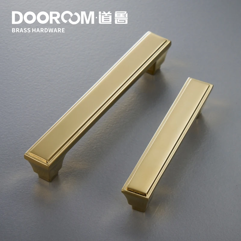 Латунные мебельные ручки Dooroom современные американские блестящие золотые PVD для